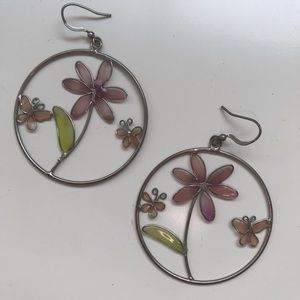 Metal & acrylic flower earrings